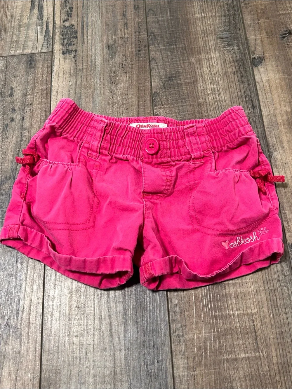 Oshkosh Girls Size 2 Toddler Pink Embroidered Logo Shorts